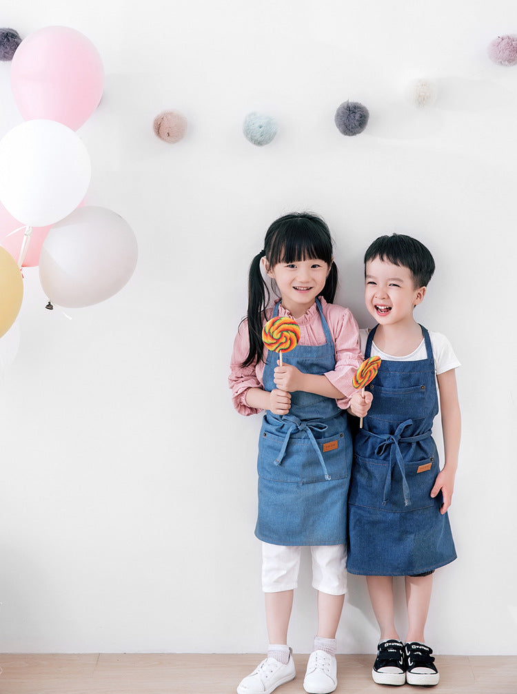 Denim parent-child apron pure cotton