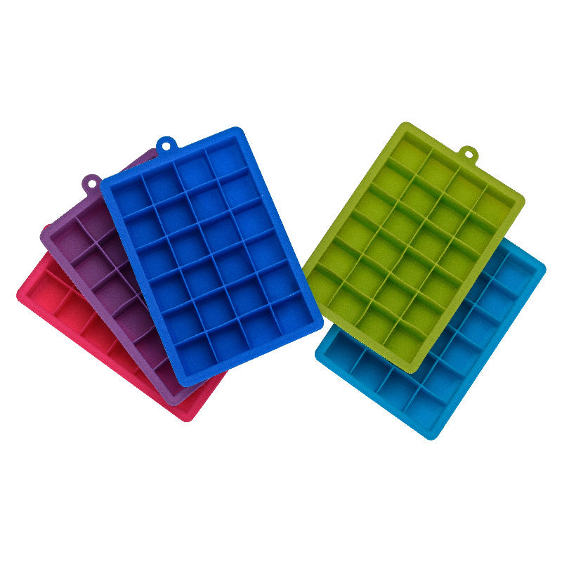 Food Grade 24-Hole Silicone Ice Tray with Lid Square Ice Box Complementary Food Puree, Cheese, Jelly Mold