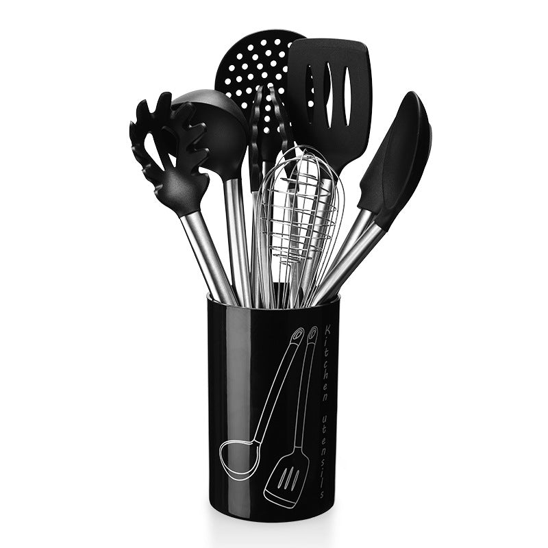 Silicone Kitchen Utensil 9-Piece Set of Premium Stainless Steel and Nonstick Silicon