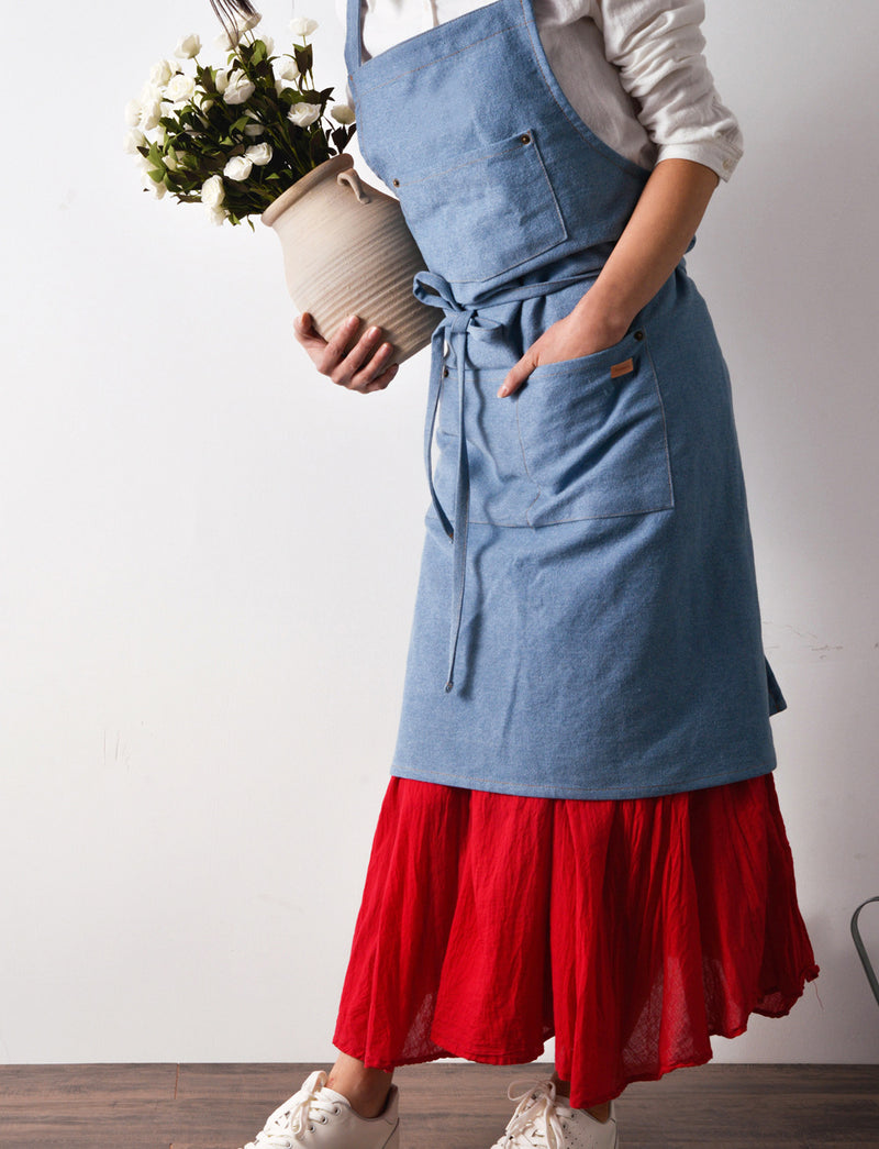 Denim Korean Style Halter Apron Sleeveless