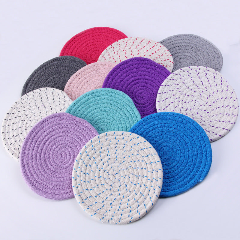 Round Heat-insulating Placemat Kettle Plate Pot Bowl Mat Anti-scald Table Mat Cotton Rope Woven Three-piece