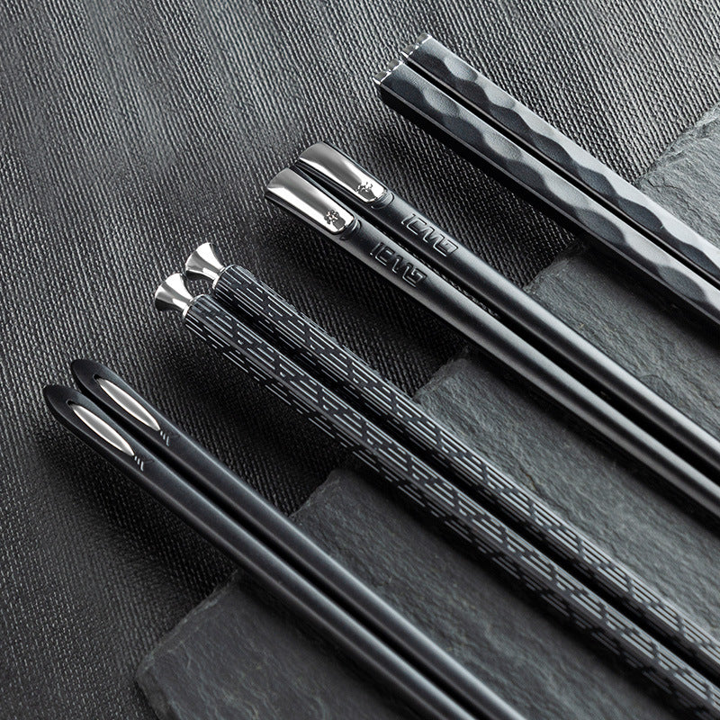 5 Pair Chopsticks Non-slip High Temperature Resistant Alloy