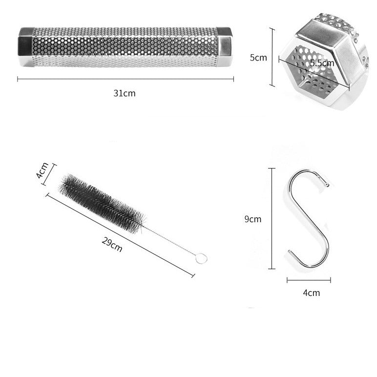 Smoker Tube 12 inches Stainless Steel BBQ Wood Pellet Tube Smoker for Cold/Hot Smoking