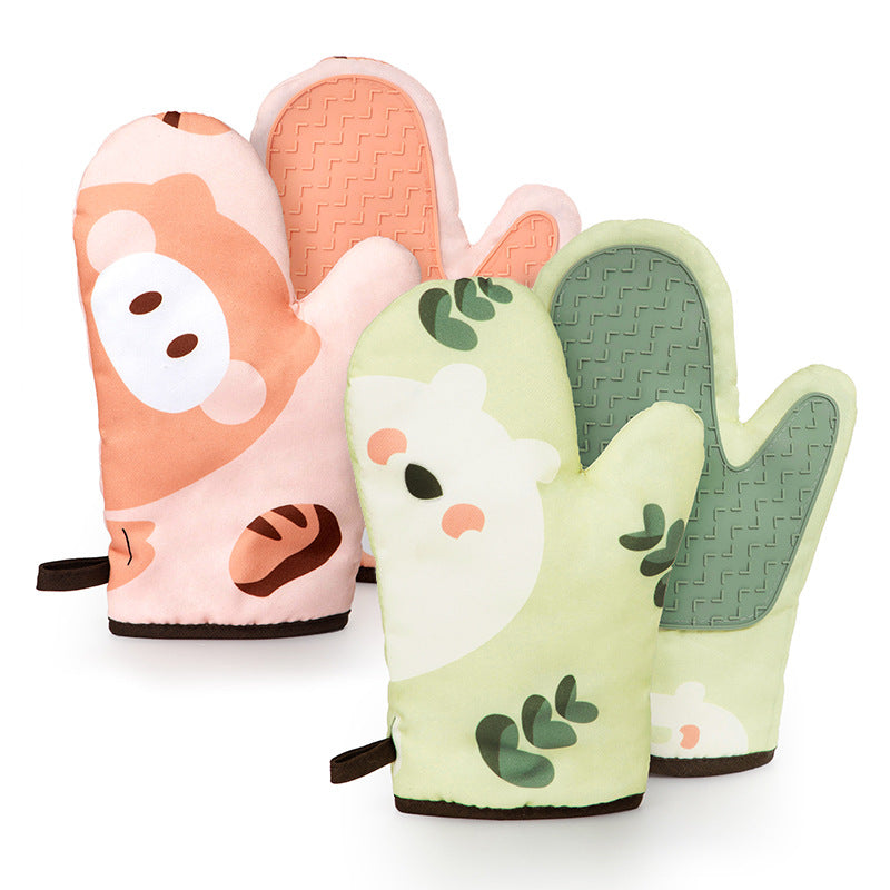 Microwave oven anti-scalding thickened gloves heat insulation non-slip household high temperature resistant kitchen baking oven special gloves fabric