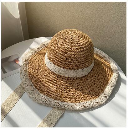 Summer Outing Breathable Lace Hollow Straw Hat