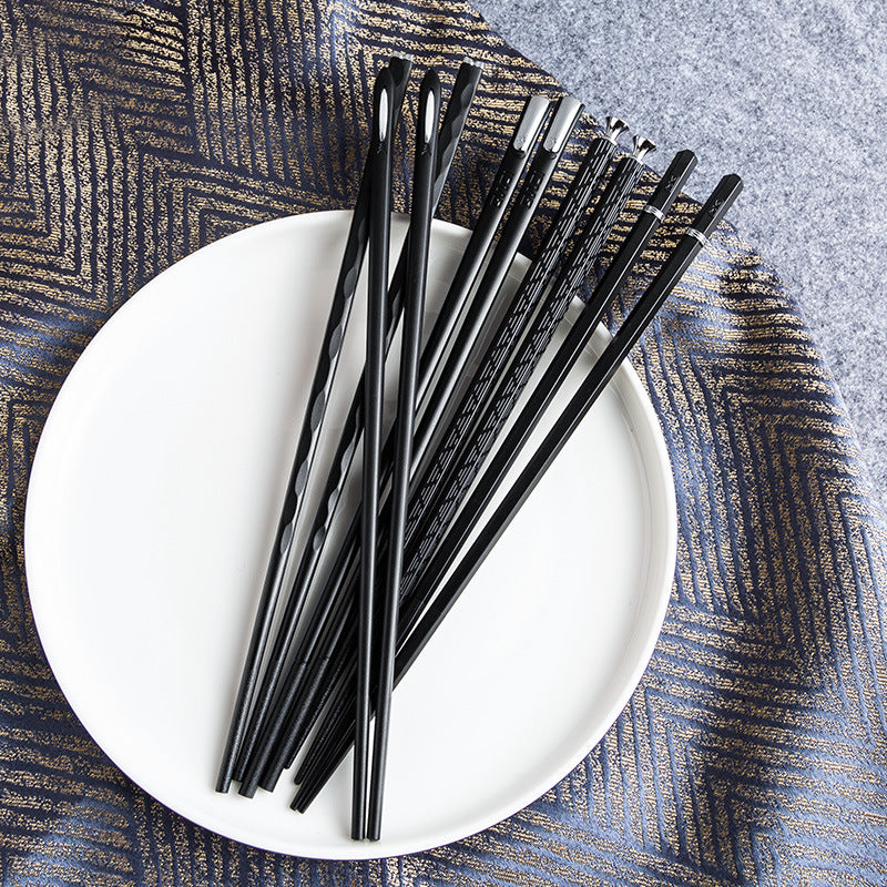 5 Pair Chopsticks Non-slip High Temperature Resistant Alloy