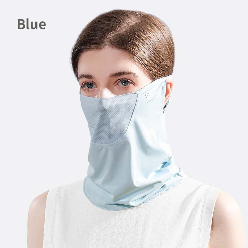 UPF50+ Summer Ice Silk Sunscreen Mask Sun Protection UV Protection Quick Dry Neck Cover Cold Face Protection Neck Hanging Ear Bandana for Women