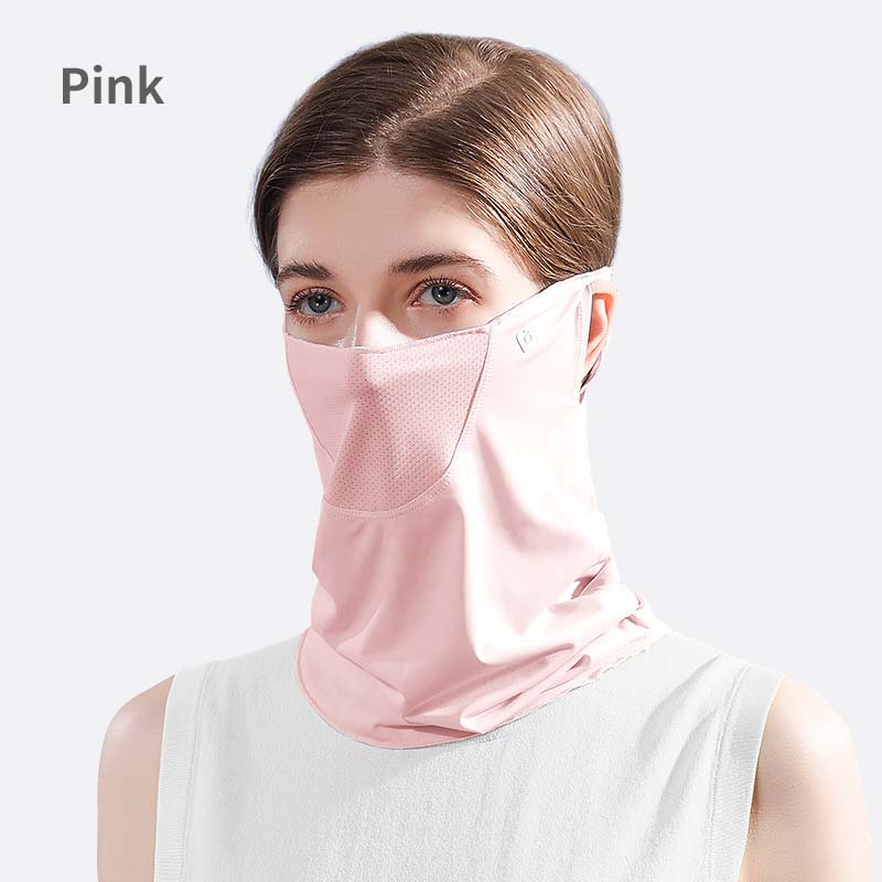 UPF50+ Summer Ice Silk Sunscreen Mask Sun Protection UV Protection Quick Dry Neck Cover Cold Face Protection Neck Hanging Ear Bandana for Women