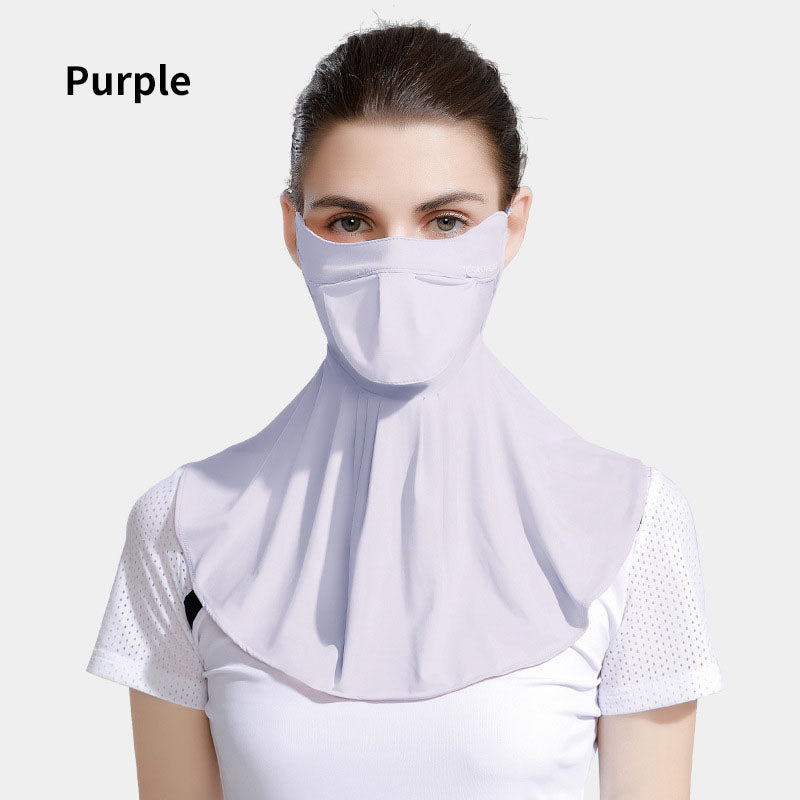 Women Sunscreen Mask with Adjustable Ear Loop Ice Silk Bandana Scarf Face Neck UV Protection for Summer