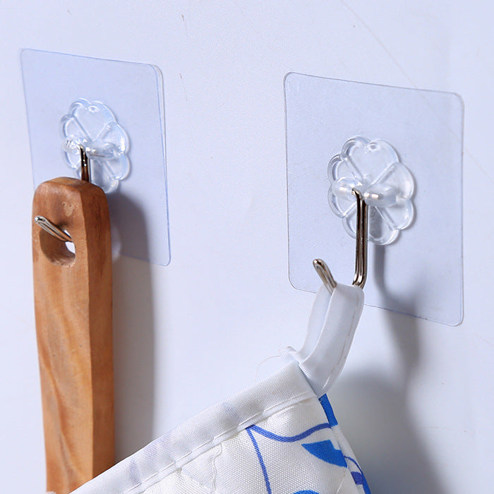 Wall Hooks Transparent Reusable Seamless Hooks,Waterproof and Oilproof,Bathroom Kitchen Heavy Duty Self Adhesive Hooks,8 Pack