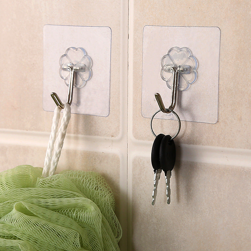 Wall Hooks Transparent Reusable Seamless Hooks,Waterproof and Oilproof,Bathroom Kitchen Heavy Duty Self Adhesive Hooks,8 Pack